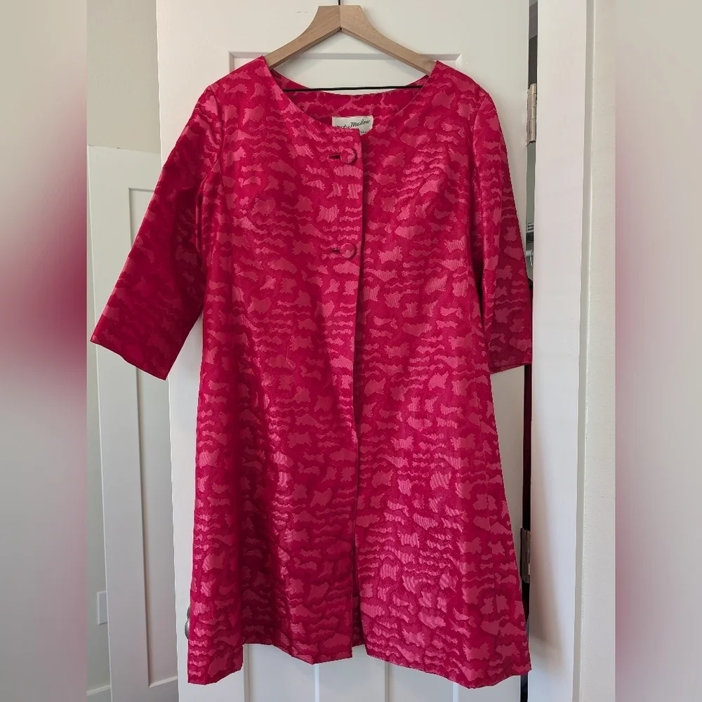 1960s Vintage Mitzi Marlow Mrs. Maisel Dress and Coat Jacket Hot Pink Taffeta - Picture 9 of 10